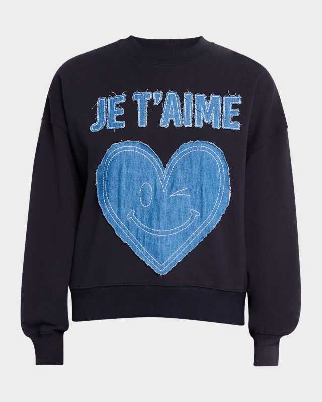 Brandy Je Taime Smiling Denim Patch Sweatshirt